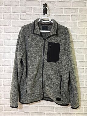 Abercrombie & Fitch Gray Full-Zip Knit Sweater Jacket, medium